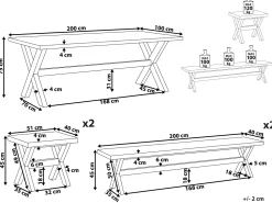 Beliani 8-Istuttava Ulkoruokailuryhma Penkeilla Ja Jakkaroilla Valkoinen Olbia Online