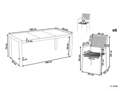 Beliani 6-Istuttava Ulkoruokailuryhma 3-Osainen Lasitaso Polyrottinkituolit Musta Grosseto Shop