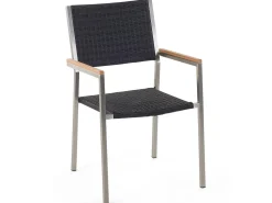 Beliani 6-Istuttava Ulkoruokailuryhma 3-Osainen Lasitaso Polyrottinkituolit Musta Grosseto Shop