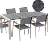 Beliani 6-Istuttava Ulkoruokailuryhma Poltettu Graniittitaso Tekstiilituolit Musta/Harmaa Grosseto Store