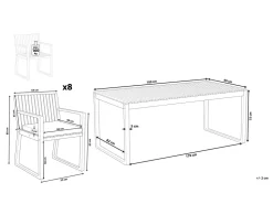 Beliani 8-Istuttava Ulkoruokailuryhma Akaasia Vaalea Puu/Harmaa Sassari Hot