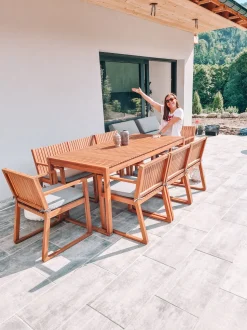 Beliani 8-Istuttava Ulkoruokailuryhma Akaasia Vaalea Puu/Harmaa Sassari Hot