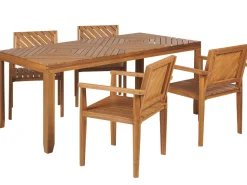 Beliani 4-Istuttava Ulkoruokailuryhma Akaasia Vaalea Puu Baratti Outlet