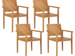 Beliani 4-Istuttava Ulkoruokailuryhma Akaasia Vaalea Puu Baratti Outlet