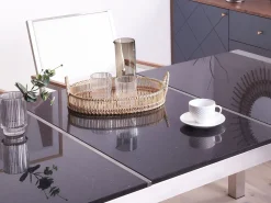 Beliani 6-Istuttava Ulkoruokailuryhma 3-Osainen Graniittitaso Tekstiilituolit Musta/Beige Grosseto Shop