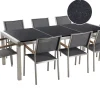 Beliani 8-Istuttava Ulkoruokailuryhma 3-Osainen Graniittitaso Tekstiilituolit Musta/Harmaa Grosseto Fashion
