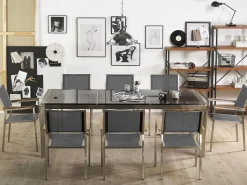 Beliani 8-Istuttava Ulkoruokailuryhma 3-Osainen Graniittitaso Tekstiilituolit Musta/Harmaa Grosseto Fashion