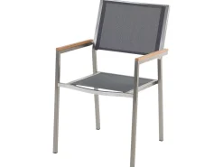 Beliani 8-Istuttava Ulkoruokailuryhma 3-Osainen Graniittitaso Tekstiilituolit Musta/Harmaa Grosseto Fashion