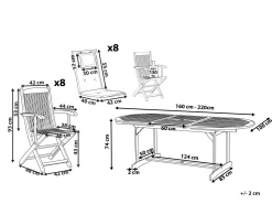 Beliani 8-Istuttava Ulkoruokailuryhma Akasiapuu Beige/Sininen Maui Clearance