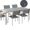 Beliani 6-Istuttava Ulkoruokailuryhma 3-Osainen Graniittitaso Ja Tekstiilituolit Harmaa Grosseto Best Sale