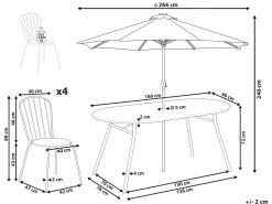 Beliani 4-Istuttava Ulkoruokailuryhma Aurinkovarjolla Teras Vaaleansininen Calvi Store