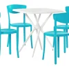 Beliani 4-Istuttava Ulkoruokailuryhma Muovi Turkoosi/Valkoinen Sersale/Vieste Hot