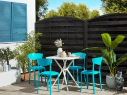 Beliani 4-Istuttava Ulkoruokailuryhma Muovi Turkoosi/Valkoinen Sersale/Vieste Hot