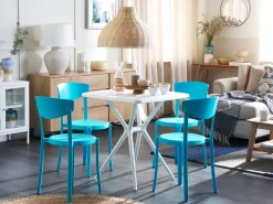 Beliani 4-Istuttava Ulkoruokailuryhma Muovi Turkoosi/Valkoinen Sersale/Vieste Hot