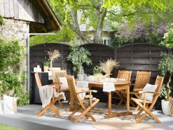 Beliani 8-Istuttava Ulkoruokailuryhma Akasiapuu Vaalea Puu Maui Cheap