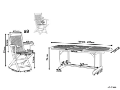Beliani 8-Istuttava Ulkoruokailuryhma Akasiapuu Vaalea Puu Maui Cheap