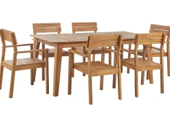 Beliani 6-Istuttava Ulkoruokailuryhma Vaalea Akasiapuu Fornelli Cheap