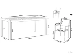 Beliani 6-Istuttava Ulkoruokailuryhma Eukalyptuspuutaso Tekstiilituolit Musta Grosseto Cheap