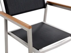 Beliani 6-Istuttava Ulkoruokailuryhma Eukalyptuspuutaso Tekstiilituolit Musta Grosseto Cheap