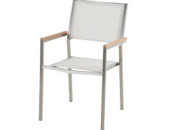 Beliani 8-Istuttava Ulkoruokailuryhma 3-Osainen Lasitaso Tekstiilituolit Valkoinen Grosseto Hot