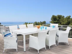 Beliani 8-Istuttava Ulkoruokailuryhma Polyrottinki Valkoinen Italy New