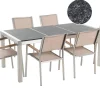Beliani 6-Istuttava Ulkoruokailuryhma Poltettu Graniittitaso Tekstiilituolit Musta/Beige Grosseto Discount