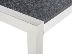 Beliani 6-Istuttava Ulkoruokailuryhma Poltettu Graniittitaso Tekstiilituolit Musta/Beige Grosseto Discount