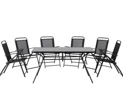 Beliani 6-Istuttava Ulkoruokailuryhma Teras Musta Livo Clearance