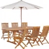 Beliani 6-Istuttava Ulkoruokailuryhma Aurinkovarjolla Vaalea Akasiapuu Maui Outlet