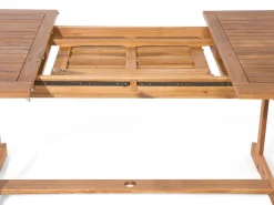 Beliani 6-Istuttava Ulkoruokailuryhma Aurinkovarjolla Vaalea Akasiapuu Maui Outlet