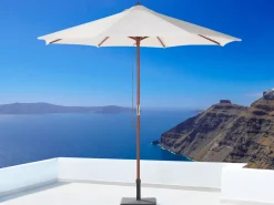 Beliani 6-Istuttava Ulkoruokailuryhma Aurinkovarjolla Vaalea Akasiapuu Maui Outlet