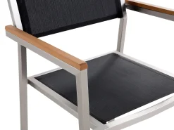 Beliani 6-Istuttava Ulkoruokailuryhma Lasitaso Tekstiilituolit Musta Grosseto Cheap