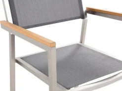 Beliani 6-Istuttava Ulkoruokailuryhma Poltettu Graniittitaso Tekstiilituolit Harmaa Grosseto Fashion