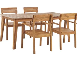 Beliani 4-Istuttava Ulkoruokailuryhma Vaalea Akasiapuu Fornelli New