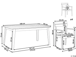 Beliani 4-Istuttava Ulkoruokailuryhma Vaalea Akasiapuu Fornelli New