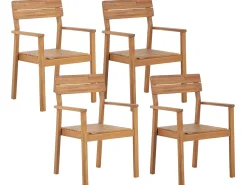 Beliani 4-Istuttava Ulkoruokailuryhma Vaalea Akasiapuu Fornelli New