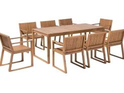 Beliani 8-Istuttava Ulkoruokailuryhma Akaasia Vaalea Puu Sassari Cheap