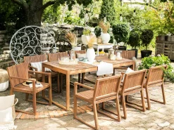 Beliani 8-Istuttava Ulkoruokailuryhma Akaasia Vaalea Puu Sassari Cheap