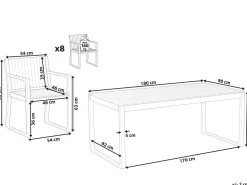 Beliani 8-Istuttava Ulkoruokailuryhma Akaasia Vaalea Puu Sassari Cheap