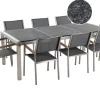Beliani 8-Istuttava Ulkoruokailuryhma Poltettu Graniittitaso Tekstiilituolit Musta/Harmaa Grosseto Online