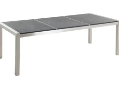 Beliani 8-Istuttava Ulkoruokailuryhma Poltettu Graniittitaso Tekstiilituolit Musta/Harmaa Grosseto Online