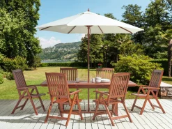 Beliani 6-Istuttava Ulkoruokailuryhma Aurinkovarjolla Tumma Akasiapuu Toscana Discount