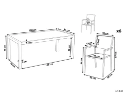 Beliani 6-Istuttava Ulkoruokailuryhma Graniittitaso Tekstiilituolit Musta/Valkoinen Grosseto Cheap