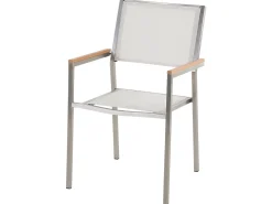 Beliani 6-Istuttava Ulkoruokailuryhma Graniittitaso Tekstiilituolit Musta/Valkoinen Grosseto Cheap