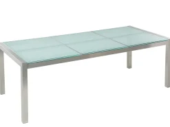 Beliani 8-Istuttava Ulkoruokailuryhma 3-Osainen Lasitaso Tekstiilituolit Beige Grosseto Best