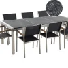 Beliani 8-Istuttava Ulkoruokailuryhma Poltettu Graniittitaso Ja Tekstiilituolit Musta Grosseto Store