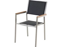 Beliani 8-Istuttava Ulkoruokailuryhma Poltettu Graniittitaso Ja Tekstiilituolit Musta Grosseto Store