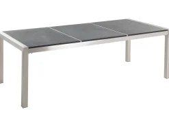 Beliani 8-Istuttava Ulkoruokailuryhma Poltettu Graniittitaso Ja Tekstiilituolit Musta Grosseto Store