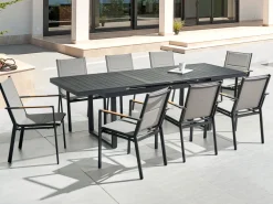 Beliani 8-Istuttava Ulkoruokailuryhma Alumiini Musta/Harmaa Valcanetto/Busseto Best Sale