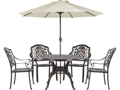 Beliani 4-Istuttava Ulkoruokailuryhma Aurinkovarjolla Alumiini Tummanruskea Salento Flash Sale